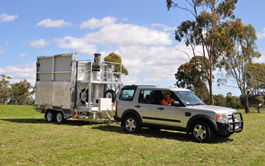 Solar Cell on Wheels being towed by 4WD